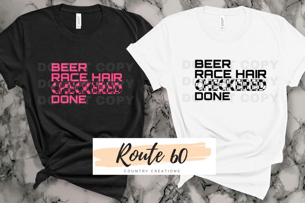 Beer. Racehair.Checkered.Done